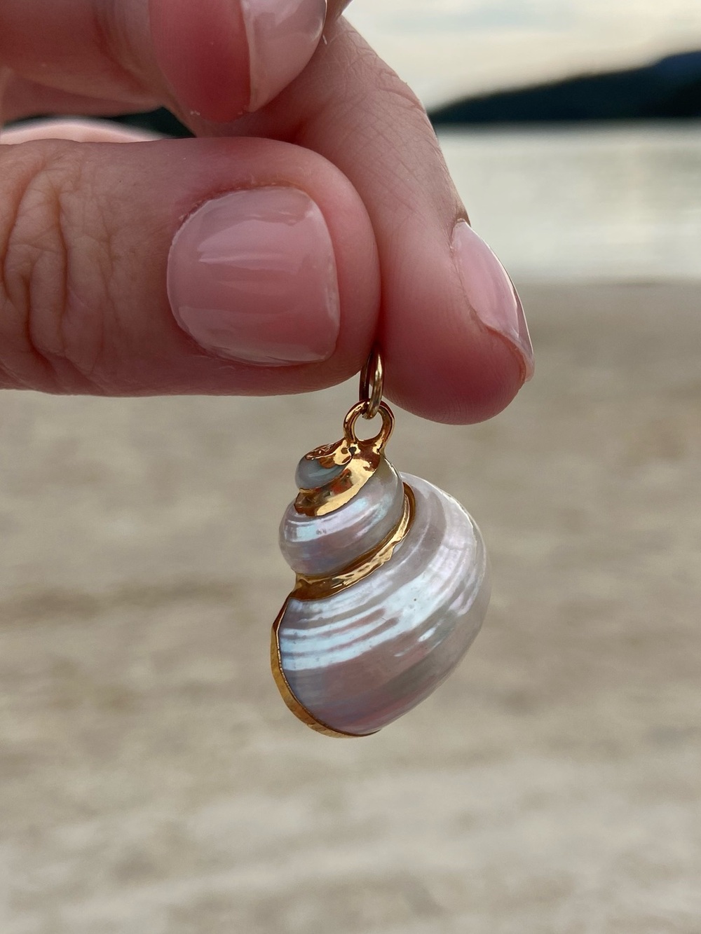 Elegant Gold and White Shell Pendant